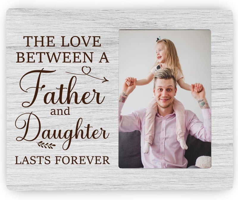CAIFZ Father Picture Frame Gifts From Daughter, Father and Daughter Wooden Photo Frame, 4x6 inch Photo - Image 1